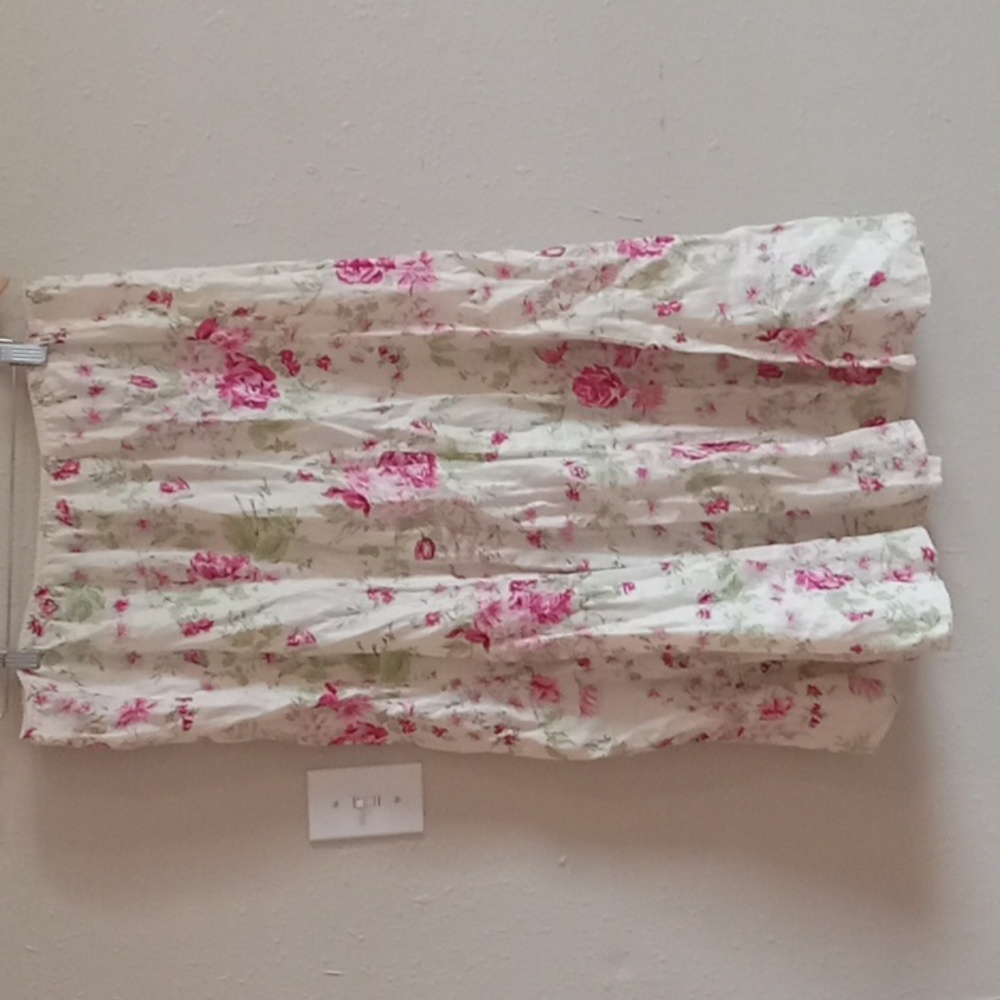 Pink Green Floral Maxi Midi Skirt